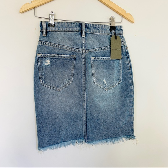 NWT ALLSAINTS Kim Denim Distressed Skirt - Picture 5 of 6